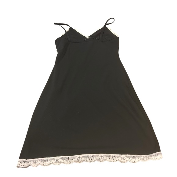 Y2K cami long black w white Lace trim women’s size small gossip girl sexy goth - Picture 2 of 8